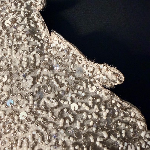 Vintage Scala Silver Hand Beaded 100% Silk Formal Dress Gown - Picture 6 of 16